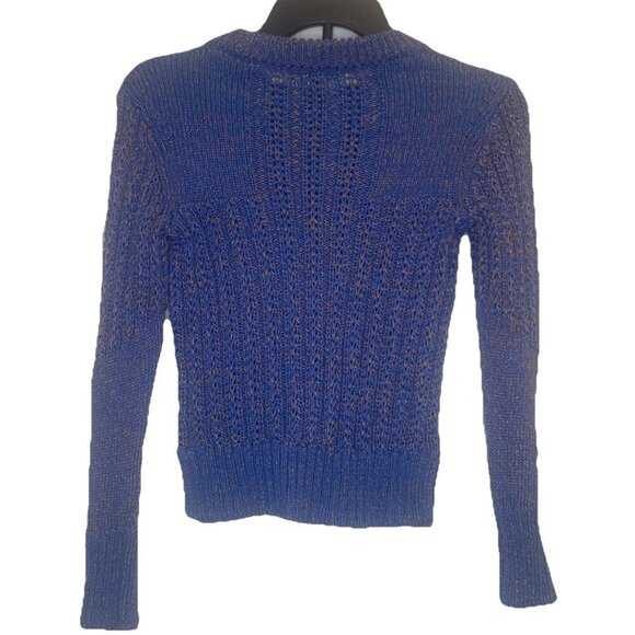 Rag & Bone Womens Blue Open Weave Wool Blend Crewneck Pullover Sweater Sz XS - Picture 4 of 9